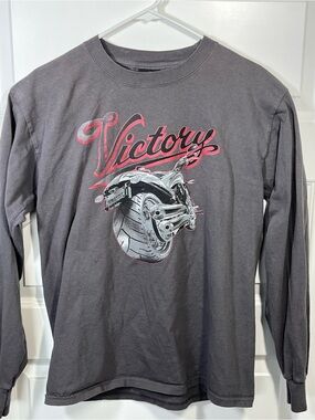 Victory Motorcycles Long Sleeve Graphic Tee Mens M Gray Biker
